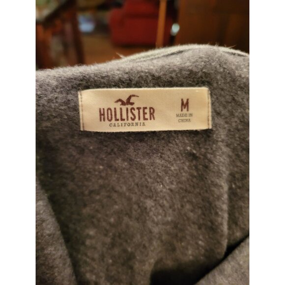 Hollister Gray Fleece Zip Up Hoodie Kangaroo Pocket M Activewear Athleisure - Picture 7 of 7